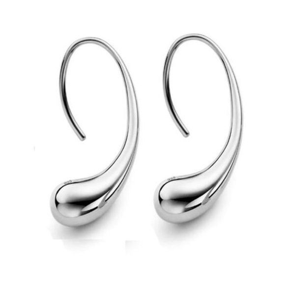 Silver Water Drop Earrings - Picture 2 of 2